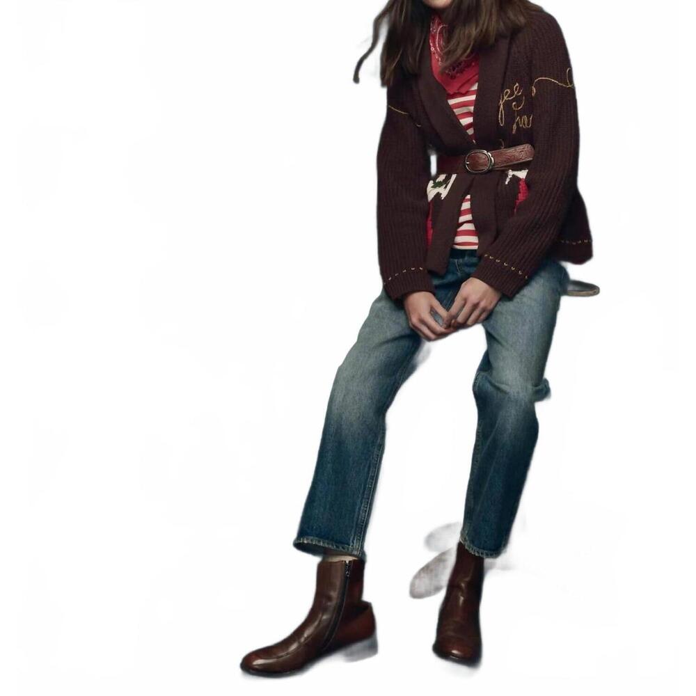 NEW THE GREAT. lasso lodge cardigan in brown - Picture 6 of 6